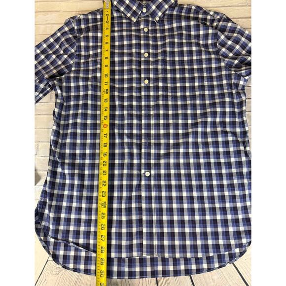 Jos. A. Bank Stretch Tailored Fit Button Down Shirt Men's LARGE Plaid Blue - Picture 5 of 6